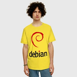 Футболка оверсайз мужская Debian, цвет: желтый — фото 2