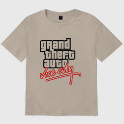 Футболка оверсайз мужская GTA Vice City, цвет: миндальный
