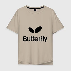 Футболка оверсайз мужская Butterfly Logo, цвет: миндальный