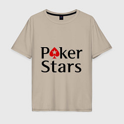 Футболка оверсайз мужская Poker Stars, цвет: миндальный