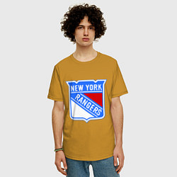 Футболка оверсайз мужская New York Rangers, цвет: горчичный — фото 2
