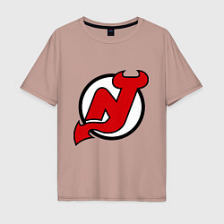 Футболка оверсайз мужская New Jersey Devils, цвет: пыльно-розовый