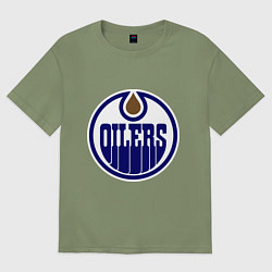 Футболка оверсайз мужская Edmonton Oilers, цвет: авокадо