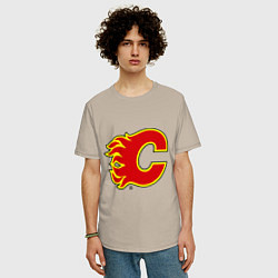 Футболка оверсайз мужская Calgary Flames, цвет: миндальный — фото 2