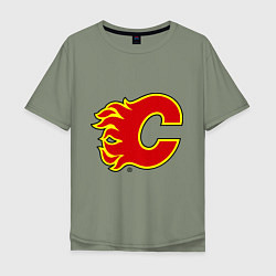 Футболка оверсайз мужская Calgary Flames, цвет: авокадо