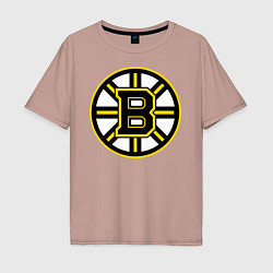 Футболка оверсайз мужская Boston Bruins, цвет: пыльно-розовый