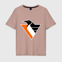 Футболка оверсайз мужская Pittsburgh Penguins, цвет: пыльно-розовый