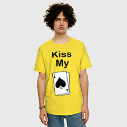 Футболка оверсайз мужская Kiss my card, цвет: желтый — фото 2