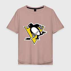 Футболка оверсайз мужская Pittsburgh Penguins: Malkin 71, цвет: пыльно-розовый