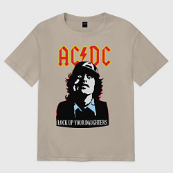 Футболка оверсайз мужская AC/DC: Lock up your daughters, цвет: миндальный