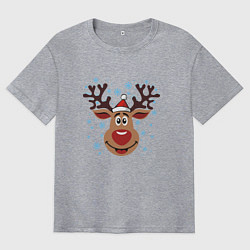 Футболка оверсайз мужская Олень под снегом, цвет: меланж