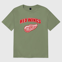 Футболка оверсайз мужская Detroit Red Wings, цвет: авокадо