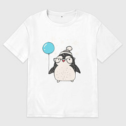 Мужская футболка оверсайз Пингвин с шариком