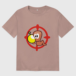 Мужская футболка оверсайз Worms червяк под прицелом