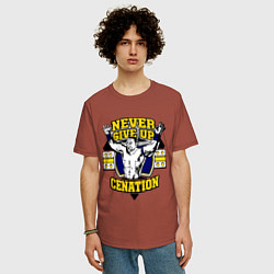 Футболка оверсайз мужская Never Give Up: Cenation, цвет: кирпичный — фото 2