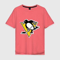 Футболка оверсайз мужская Pittsburgh Penguins, цвет: коралловый