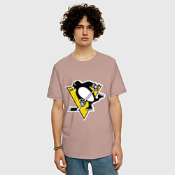 Футболка оверсайз мужская Pittsburgh Penguins, цвет: пыльно-розовый — фото 2
