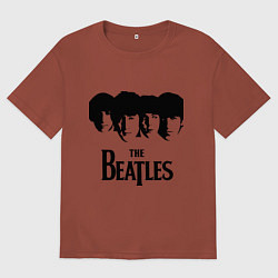 Футболка оверсайз мужская The Beatles: Faces, цвет: кирпичный