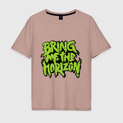 Футболка оверсайз мужская Bring me the horizon, цвет: пыльно-розовый