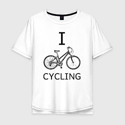 Футболка оверсайз мужская I love cycling, цвет: белый