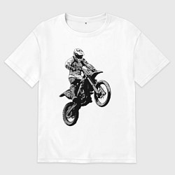 Футболка оверсайз мужская Мотокросс, цвет: белый
