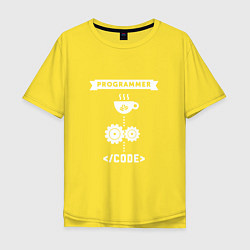 Футболка оверсайз мужская Принцип работы программиста, цвет: желтый