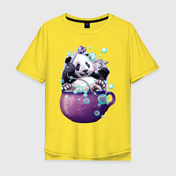 Футболка оверсайз мужская Панда моется, цвет: желтый