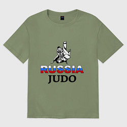 Футболка оверсайз мужская Russia judo, цвет: авокадо