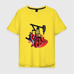 Футболка оверсайз мужская Сердце нефтяника, цвет: желтый
