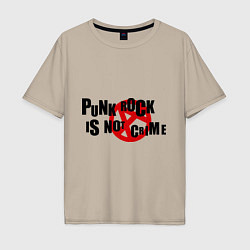 Футболка оверсайз мужская Punk Rock is not a crime, цвет: миндальный