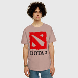 Футболка оверсайз мужская Dota 2: Logo, цвет: пыльно-розовый — фото 2