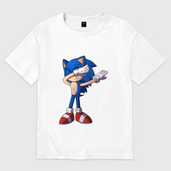 Футболка оверсайз мужская Sonic dab, цвет: белый