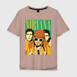 Футболка оверсайз мужская Nirvana, цвет: пыльно-розовый