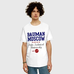 Футболка оверсайз мужская Bauman STU, цвет: белый — фото 2