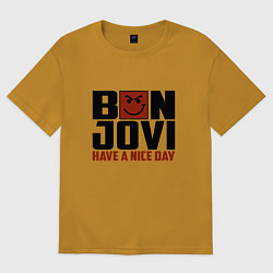 Футболка оверсайз мужская Bon Jovi: Nice day, цвет: горчичный