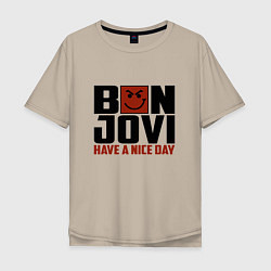 Футболка оверсайз мужская Bon Jovi: Nice day, цвет: миндальный