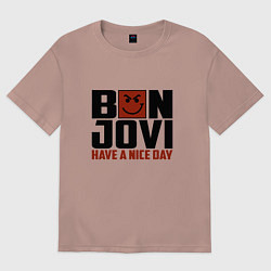Футболка оверсайз мужская Bon Jovi: Nice day, цвет: пыльно-розовый