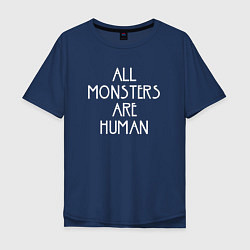 Футболка оверсайз мужская All Monsters Are Human, цвет: тёмно-синий