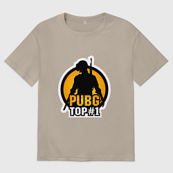 Футболка оверсайз мужская PUBG Top 1, цвет: миндальный