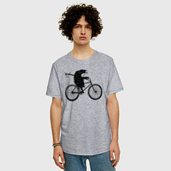Футболка оверсайз мужская Ежик на велосипеде, цвет: меланж — фото 2