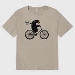 Мужская футболка оверсайз Ежик на велосипеде