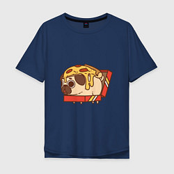 Футболка оверсайз мужская Мопс-пицца, цвет: тёмно-синий