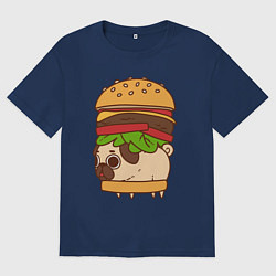 Мужская футболка оверсайз Мопс-бургер