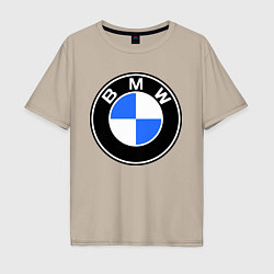 Футболка оверсайз мужская Logo BMW, цвет: миндальный