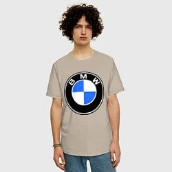 Футболка оверсайз мужская Logo BMW, цвет: миндальный — фото 2