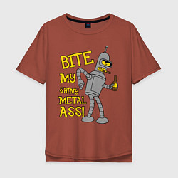 Футболка оверсайз мужская Bite my shunny metal ass, цвет: кирпичный