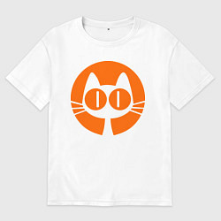 Футболка оверсайз мужская Кошка и луна, цвет: белый