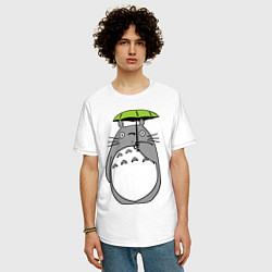 Футболка оверсайз мужская Totoro с зонтом, цвет: белый — фото 2