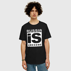 Футболка оверсайз мужская RUSSIA IS AWESOME, цвет: черный — фото 2