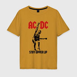 Футболка оверсайз мужская AC/DC: Stiff Upper Lip, цвет: горчичный